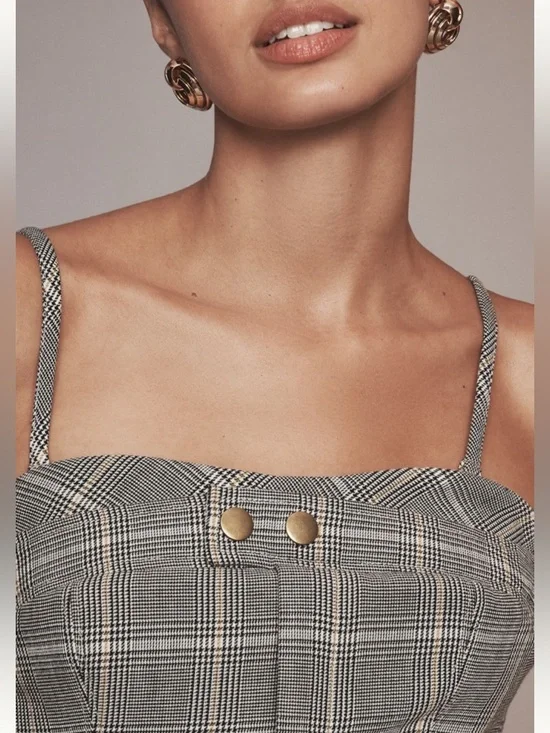 ANTHROPOLOGIE Maeve Strapless Plaid Romper Menswear NEW - Picture 4 of 10